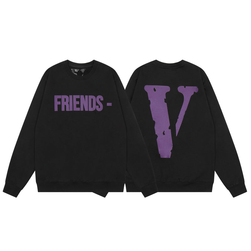 Vlone Sweatshirts Autumn and Winter Letter Big V Pattern Crew Neck