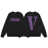 Vlone Sweatshirts Autumn and Winter Letter Big V Pattern Crew Neck
