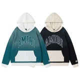 Amiri Hoodie AMI embroidery done old contrasting color hooded sweater for men and women