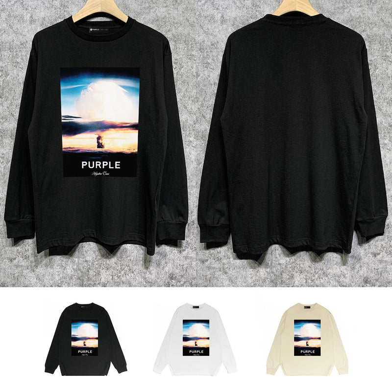 Purple Brand Long Sleeve T-Shirt Fashion Loose Long Sleeve Top