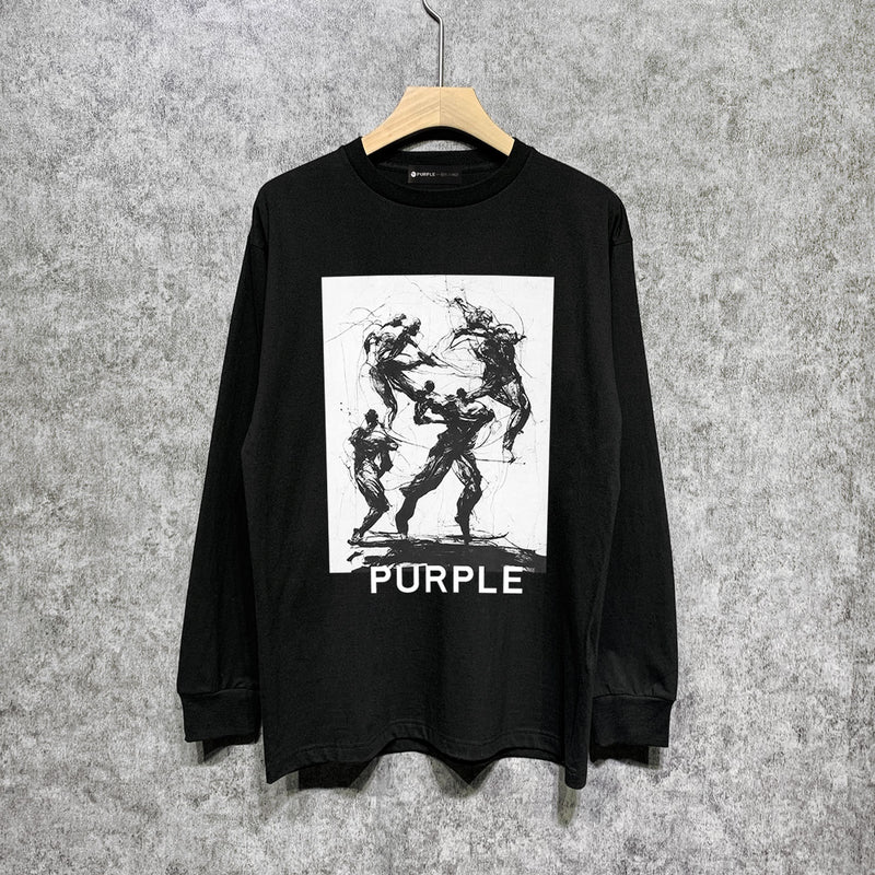 Purple Brand Long Sleeve T-Shirt Fashion Loose Long Sleeve Top