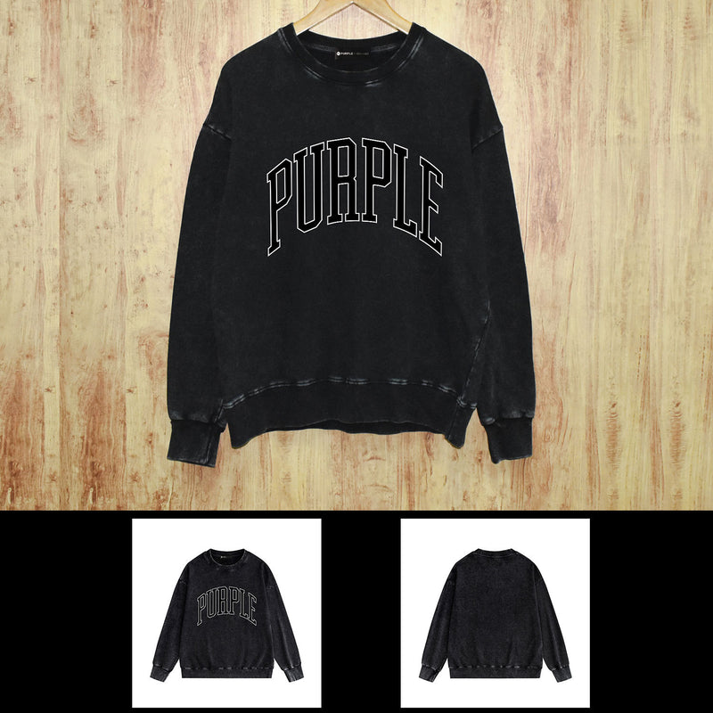 Purple Brand Distressed Sweatshirt Retro Vintage Crew Neck Sweater