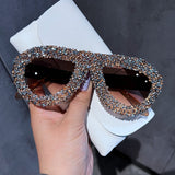Trendy punk glasses retro full diamond anti-uv