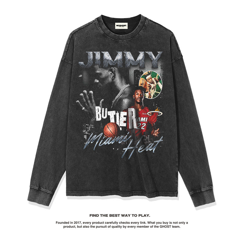 Nba Long Sleeve Shirt Street Printing Long Sleeve T-shirt