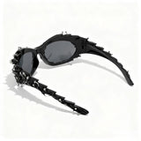 Trendy punk glasses dark asymmetrical frame
