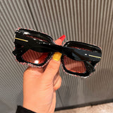 Trendy punk glasses large frame rhinestones