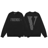Vlone Sweatshirts Autumn and Winter Letter Big V Pattern Crew Neck