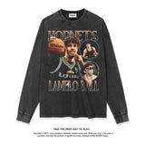 Nba Long Sleeve Shirt Autumn and Winter Long Sleeve T-shirt Fall/Winter Washed-out Vintage