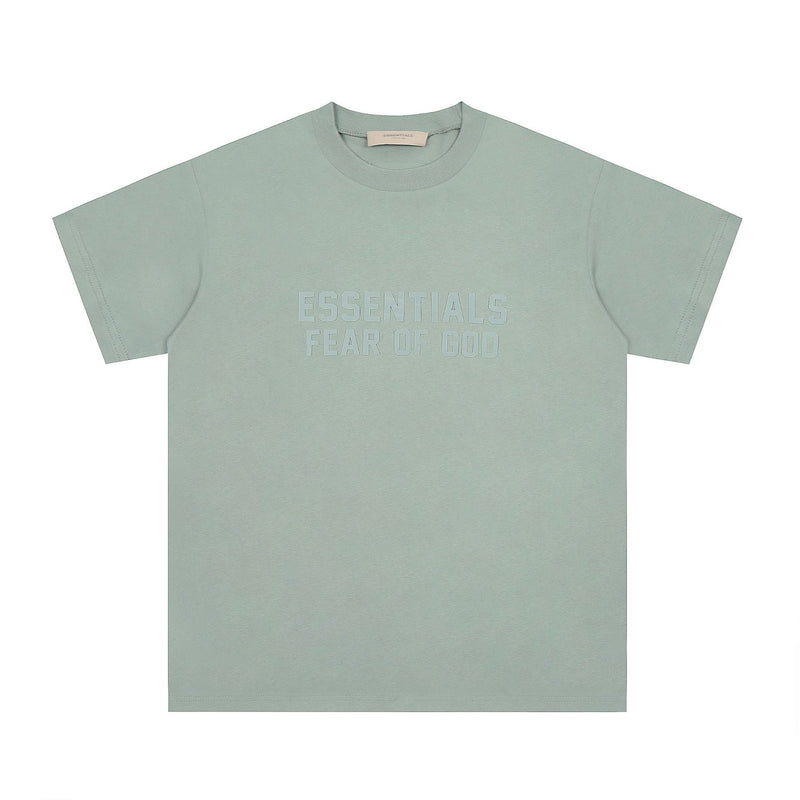 Fog Essentials T Shirts Spring Summer FOG Season 8 Flocking Letter Crew Neck Short Sleeves