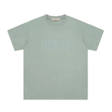 Fog Essentials T Shirts Spring Summer FOG Season 8 Flocking Letter Crew Neck Short Sleeves