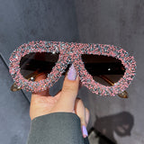 Trendy punk glasses retro full diamond anti-uv