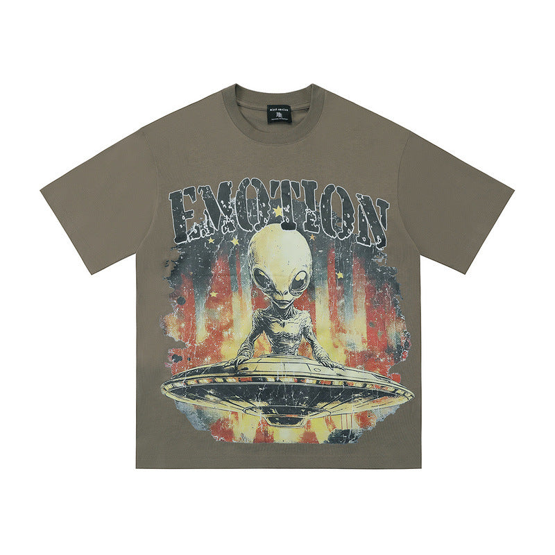 Mixed Emotion T-Shirt Alien~ Paleo Print Summer~~ Short Sleeve