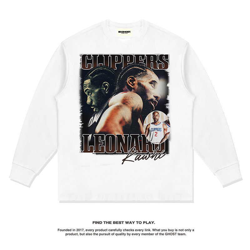 Nba Long Sleeve Shirt Cotton round Neck
