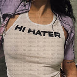 Vintage Y2g Shirts Printed Solid Color Vest Spring and Summer T-shirt