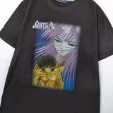 Mens Vintage T-Shirts SaintMichael Cartoon Anime Print Short Sleeve Vintage