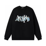 Amiri Sweatshirt Autumn/Winter AMI Blue Dragon Letter Pattern Crew Neck Pullover Sweater