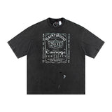 Men Vintage T-Shirts Vintage Skull Motorcycles Hand Wash Water Make Old Short Sleeve T-Shirts Street Casual