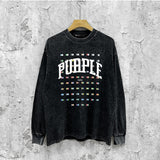 Purple Brand Distressed Long Sleeve Shirt Fashion Distressed Loose Long-sleeved Top