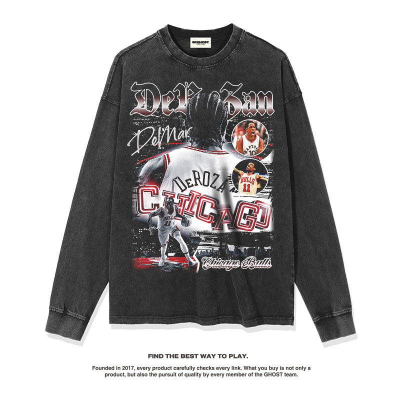 Nba Long Sleeved Shirt Autumn and Winter Long Sleeve T-shirt Trendy round Neck Sweater for Men and Women