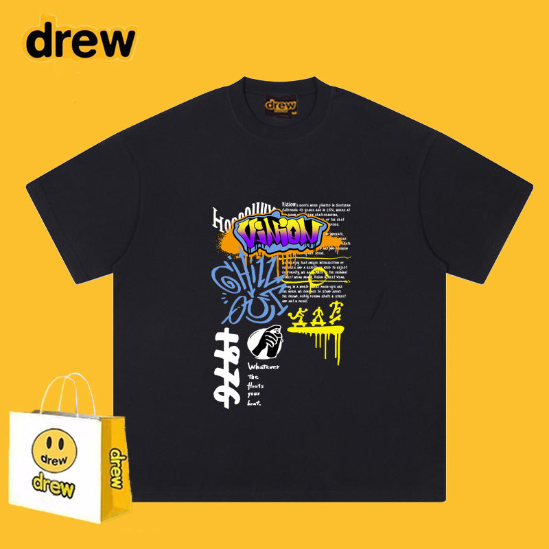 Drew T Shirts Short Sleeve Graffiti Printing