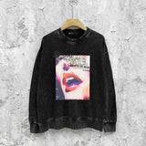 Purple Brand Distressed Sweatshirt Fashion Washed Black Long Sleeves Top