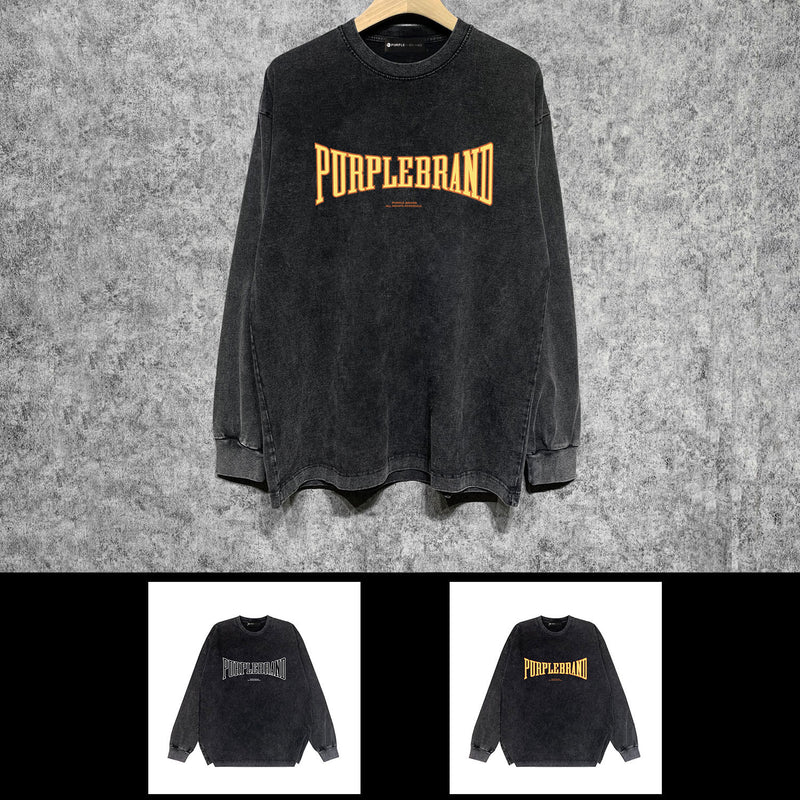 Purple Brand Distressed Long Sleeve Shirt Fashion Distressed Loose Long-sleeved Top