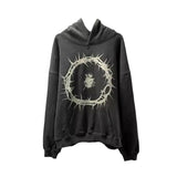 Men Vintage T-Shirts vintage made old thorns loose couple hooded