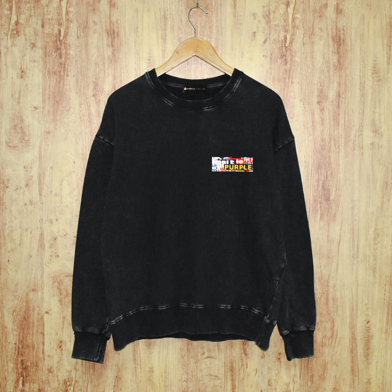 Purple Brand Distressed Sweatshirt Retro Vintage Crew Neck Sweater