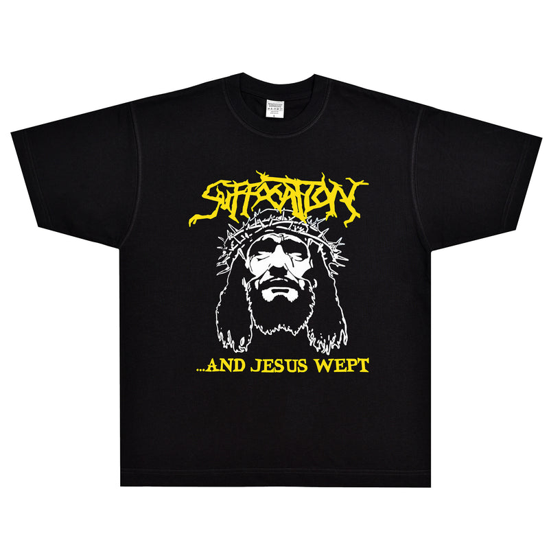 Rock Star T Shirt Suffocation and Jesus Wept T-shirt Rock Band American Style Loose Vintage Short Sleeve