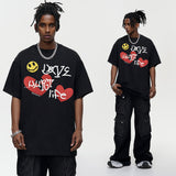 Vintage T-shirts Summer Love Graffiti Short Sleeve T-Shirt
