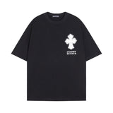 CHH Chrome Heart T Shirts Croix Cross Leather Printed Short Sleeve T-Shirt