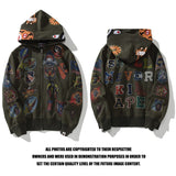 Bathing Ape Hoodie Joint Tiger Head Multi-pattern Printed Shark Hooded Cardigan Zip Sweater Jacket
