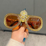 Trendy punk glasses retro diamond
