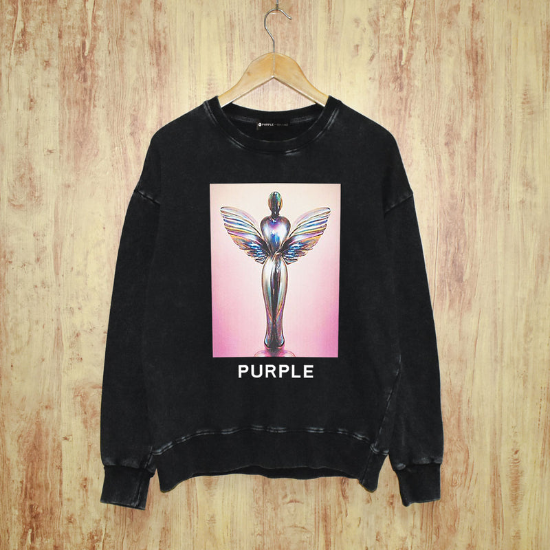 Purple Brand Distressed Sweatshirt Retro Vintage Crew Neck Sweater
