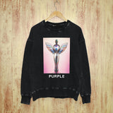 Purple Brand Distressed Sweatshirt Retro Vintage Crew Neck Sweater