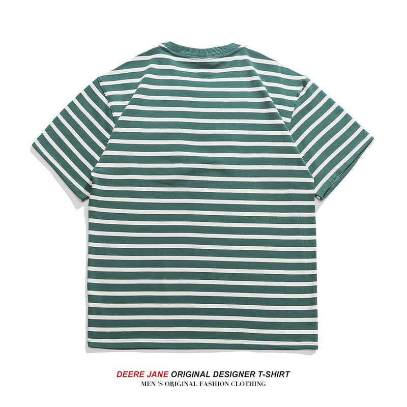 Men's T-Shirts Striped Short-Sleeved T-shirt Men's Loose Casual