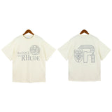 Rhude T Shirt Micro Label Letter Logo Line Pattern Short Sleeve T-Shirt Loose