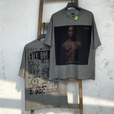 Mens Vintage T-Shirts vintage2PAC print wash water do old retro T-shirt