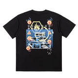 C.e t shirts character pattern letter printing round neck pullover short sleeves