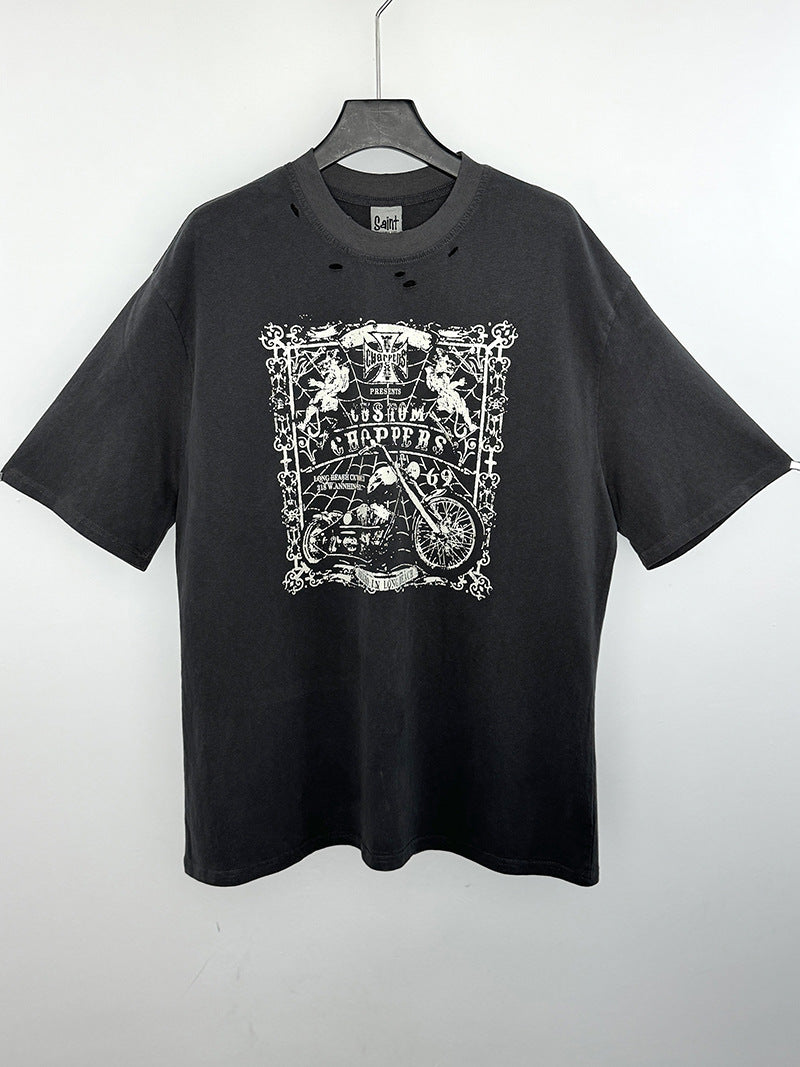 Men Vintage T-Shirts Harley Mason Motorcycle Saint Michael T-Shirt