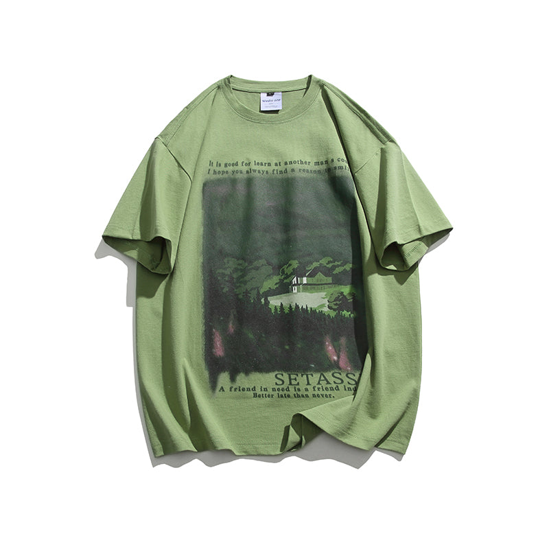 Men T-shirt Short Sleeve T-shirt Top Summer Half Sleeve Loose Casual
