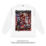Nba Long Sleeve Shirt Long Sleeve T-shirt Washed Old Fashion Brand Cotton Loose round Neck