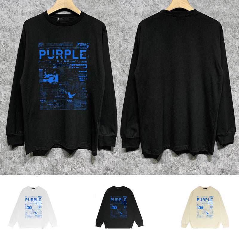 Purple Brand Long Sleeve T-Shirt Fashion Loose Long Sleeve Top