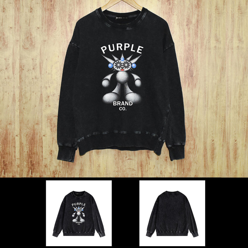 Purple Brand Distressed Sweatshirt Retro Vintage Crew Neck Sweater