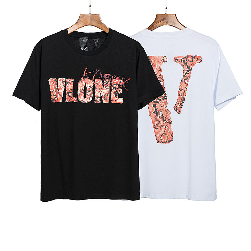 Vlone T Shirts European and American Fashion Brand Half Sleeve Men's and Women's Same Loose Short-Sleeved T-shirt