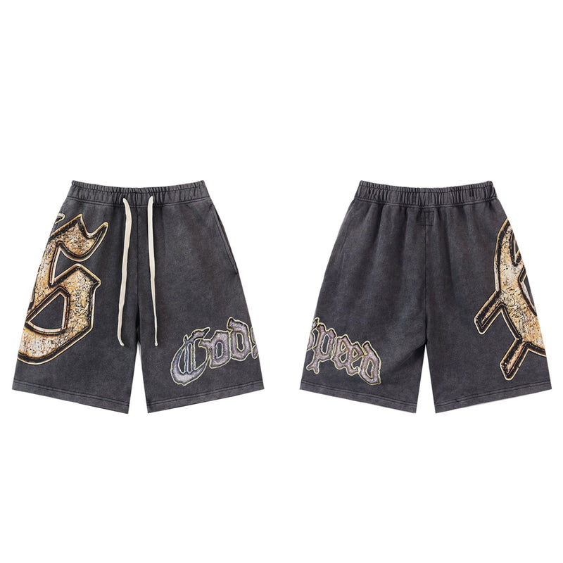 Godspeed Shorts Summer GOD Letter Print Pattern Casual Loose Shorts