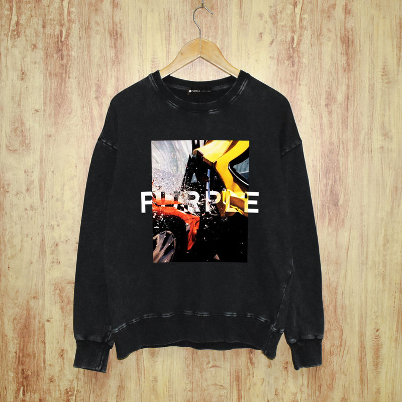 Purple Brand Distressed Sweatshirt Retro Vintage Crew Neck Sweater