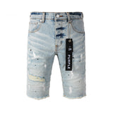 Purple Brand Denim Shorts High Street Hole Paint Spot