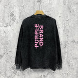 Purple Brand Distressed Long Sleeve Shirt Fashion Distressed Loose Long-sleeved Top