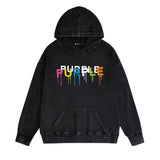 Purple Brand Distressed Hoodie Fashion Old Loose Hooded Sweater